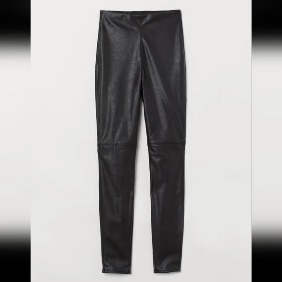 H&M Pants Jumpsuits Hm Faux Black Leather Leggings Poshmark
